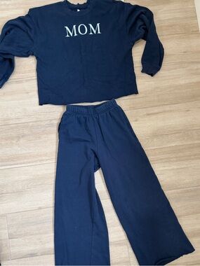 Navy Blue "MOM" sweat Set